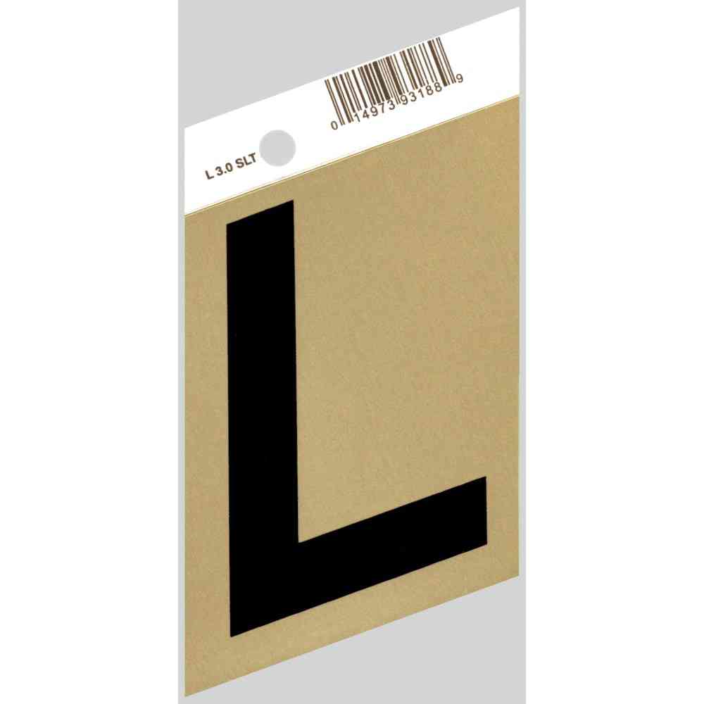 Main 1 - Slanted Aluminum Letter, 3", Character: L, Black/Gold - San Antonio Retail