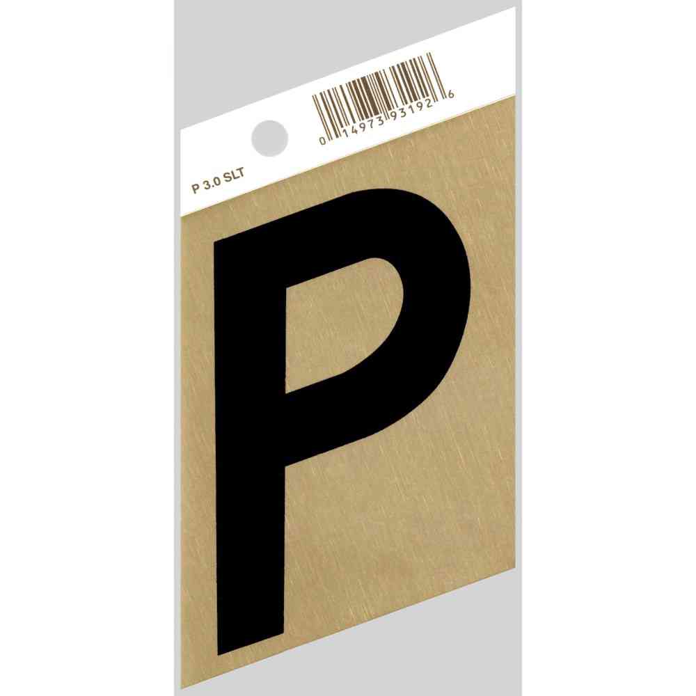 Main 1 - Slanted Aluminum Letter, 3", Character: P, Black/Gold - San Antonio Retail