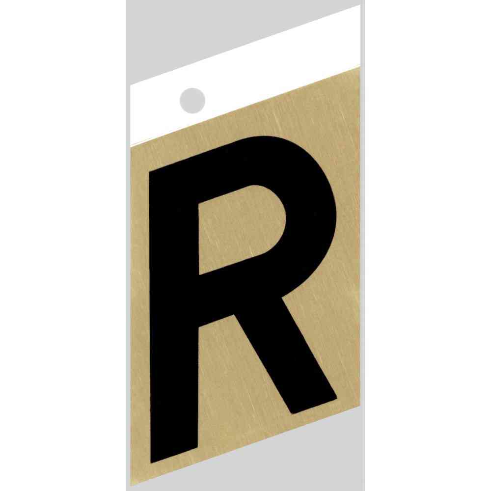 Main 1 - Slanted Aluminum Letter, 3", Character: R, Black/Gold - San Antonio Retail