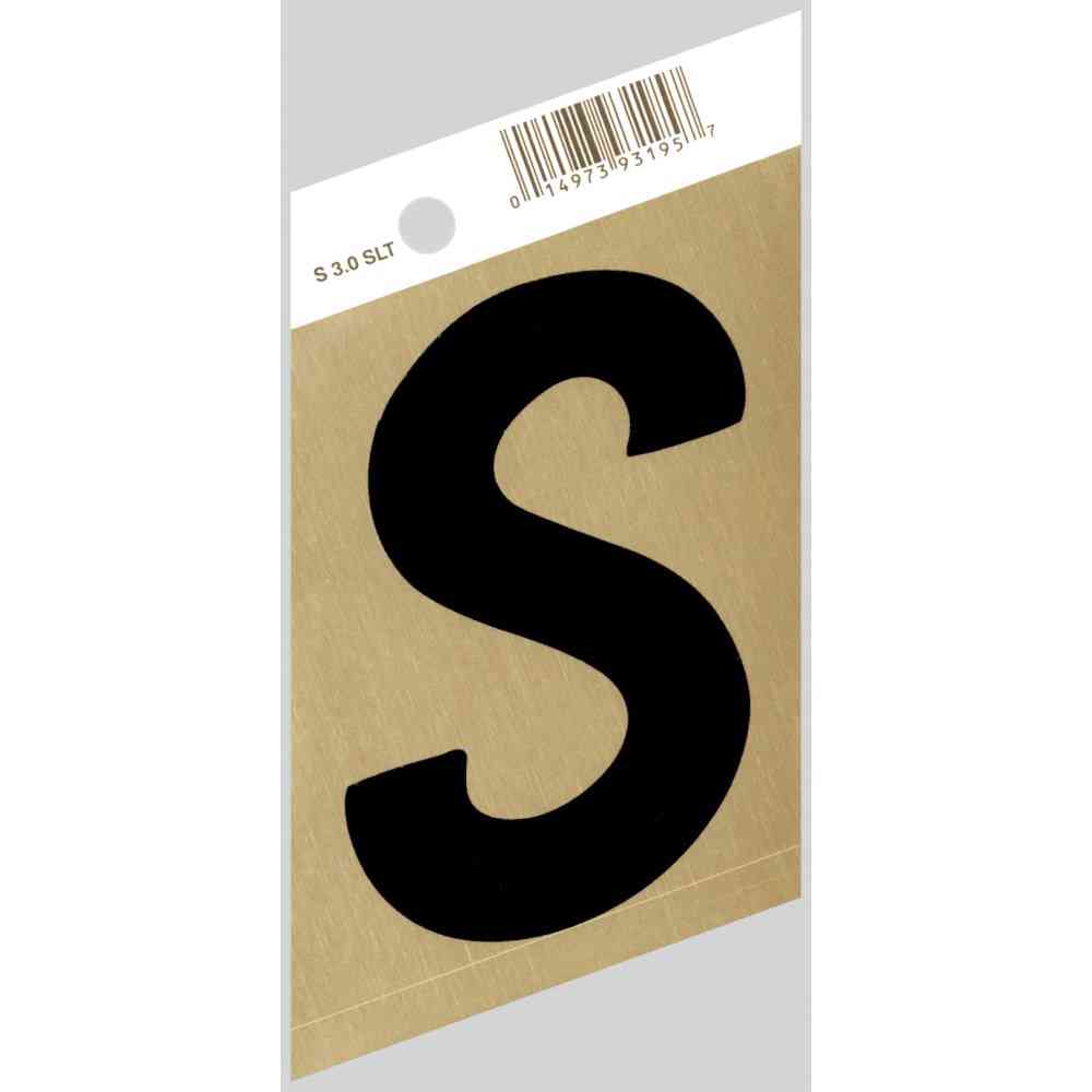 Main 1 - Slanted Aluminum Letter, 3", Character: S, Black/Gold - San Antonio Retail
