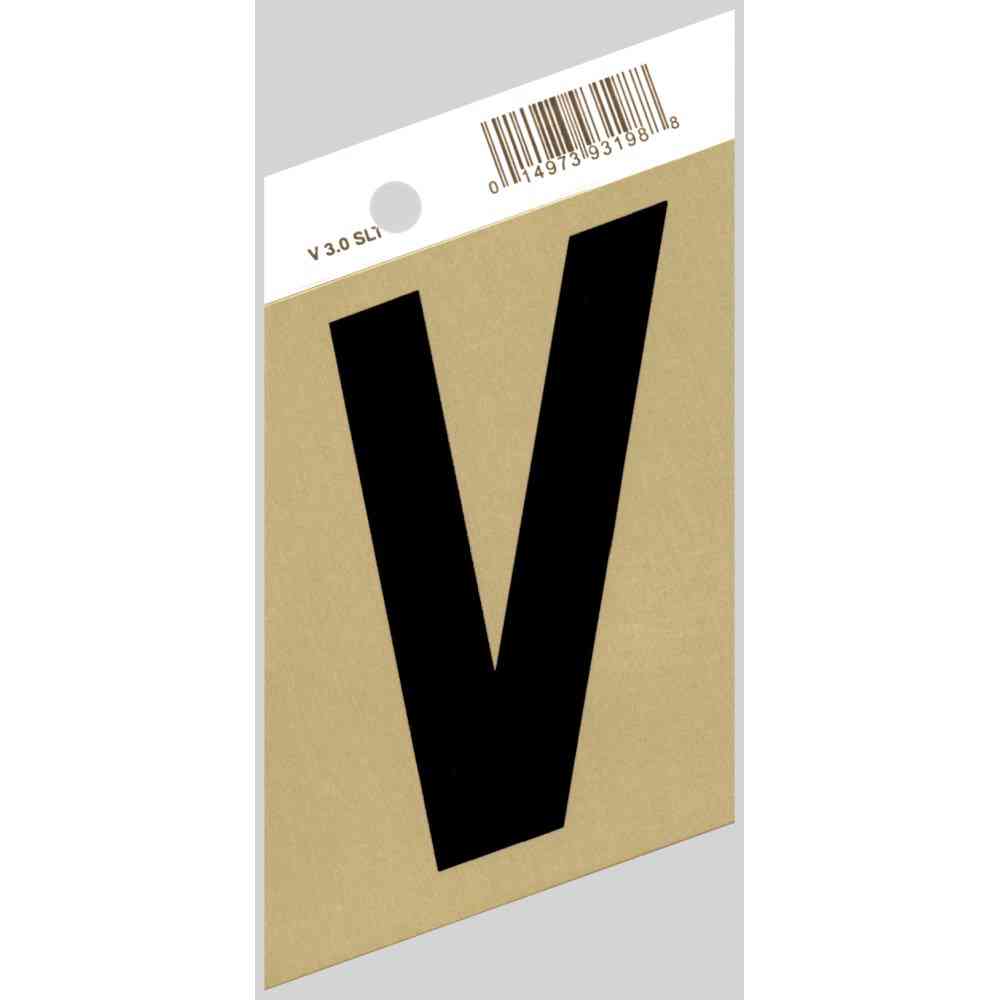 Main 1 - Slanted Aluminum Letter, 3", Character: V, Black/Gold - San Antonio Retail