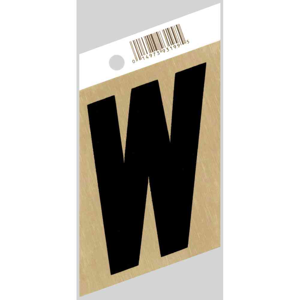 Main 1 - Slanted Aluminum Letter, 3", Character: W, Black/Gold - San Antonio Retail