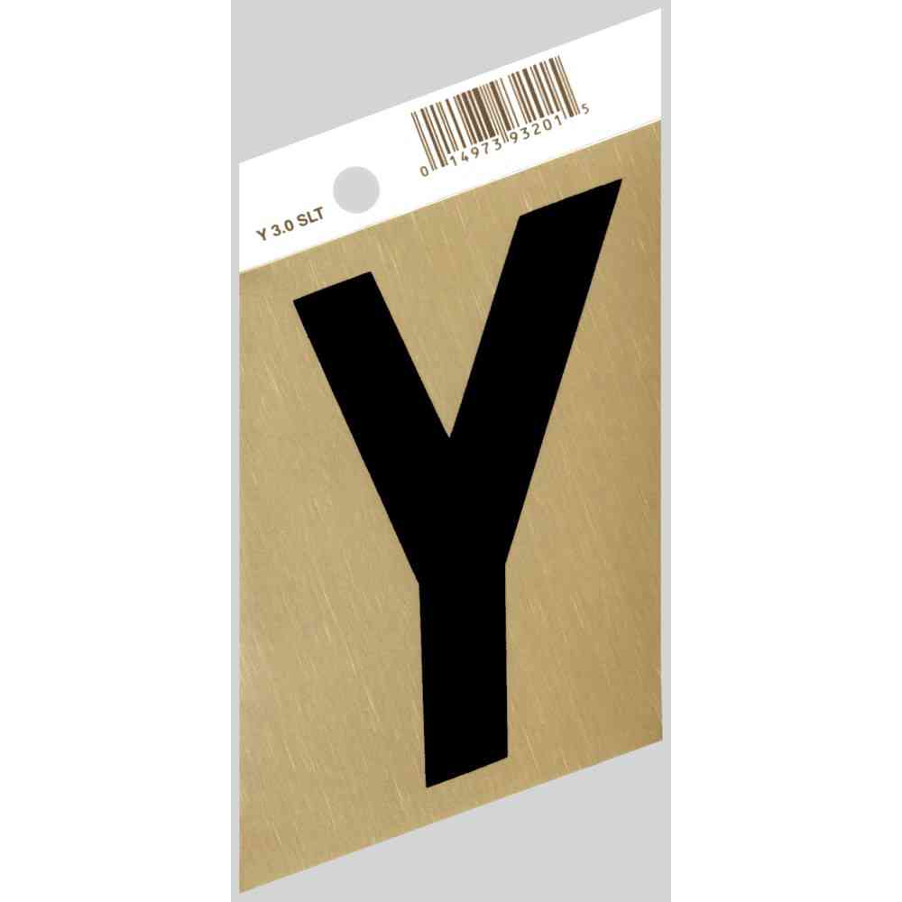 Main 1 - Slanted Aluminum Letter, 3", Character: Y, Black/Gold - San Antonio Retail