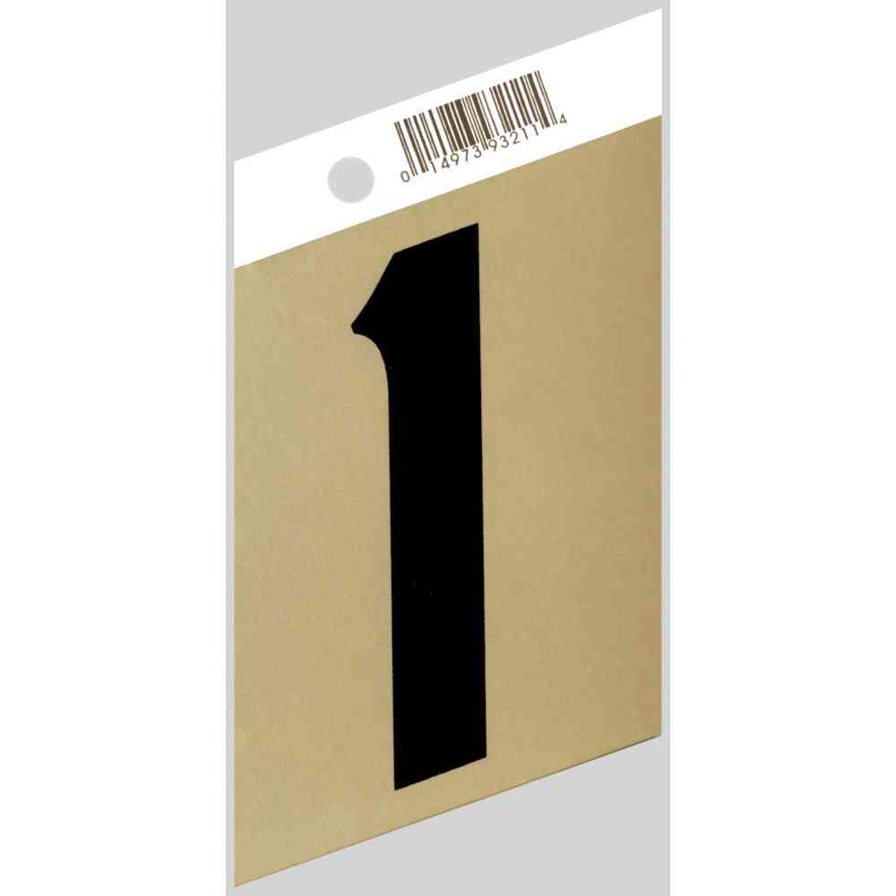 Main 1 - Slanted Aluminum Number, 3", Character: 1, Black/Gold - San Antonio Retail