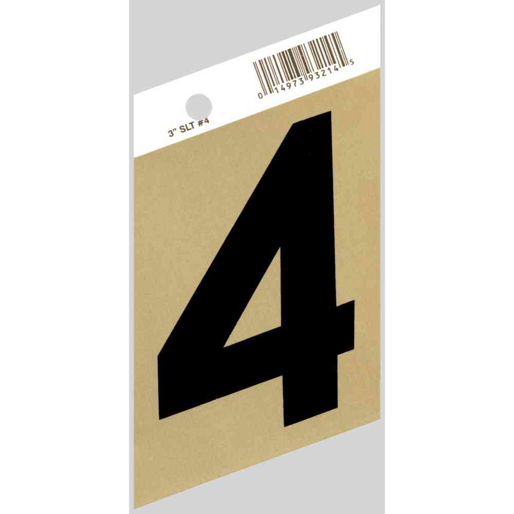 Main 1 - Slanted Aluminum Number, 3", Character: 4, Black/Gold - San Antonio Retail