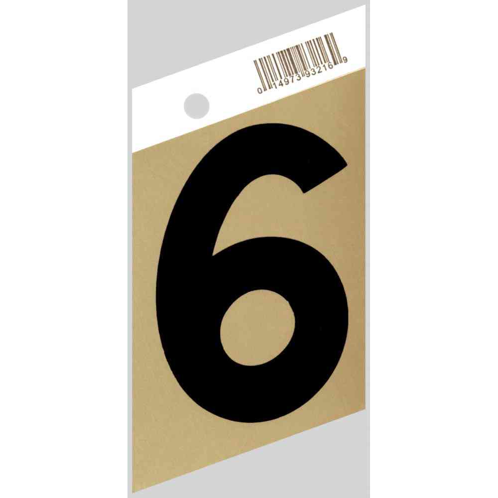 Main 1 - Slanted Aluminum Number, 3", Character: 6, Black/Gold - San Antonio Retail