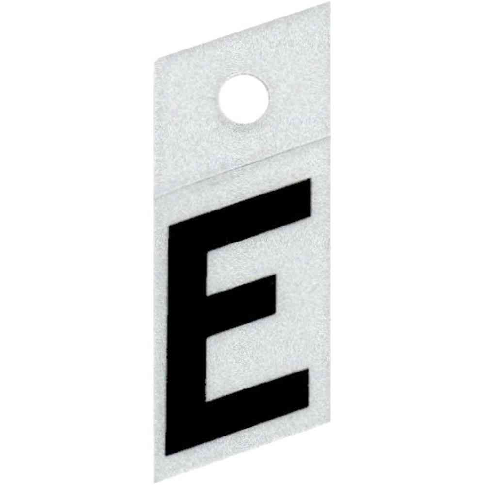 Main 1 - Slanted Reflective Letter, 1", Character: E, Black - San Antonio Retail