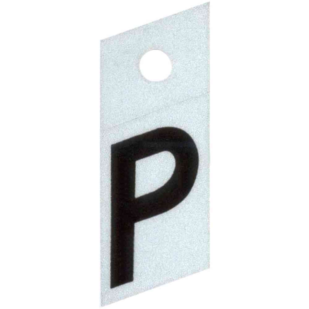 Main 1 - Slanted Reflective Letter, 1", Character: P, Black - San Antonio Retail