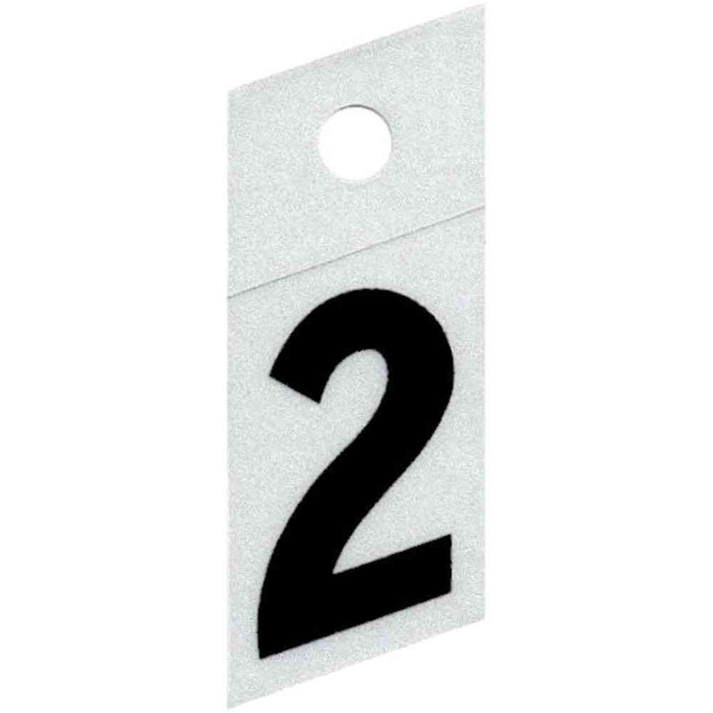 Main 1 - Slanted Reflective Number, 1", Character: 2, Black - San Antonio Retail