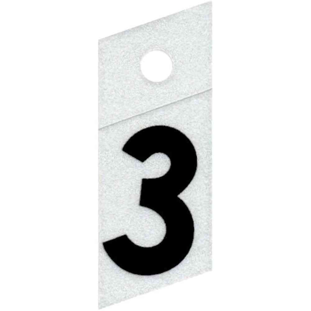 Main 1 - Slanted Reflective Number, 1", Character: 3, Black - San Antonio Retail