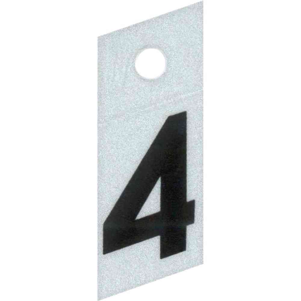 Main 1 - Slanted Reflective Number, 1", Character: 4, Black - San Antonio Retail