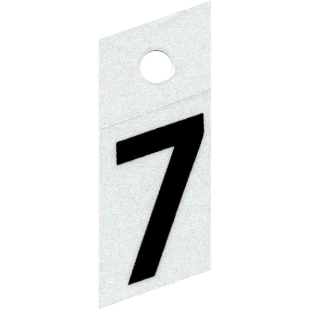 Main 1 - Slanted Reflective Number, 1", Character: 7, Black - San Antonio Retail