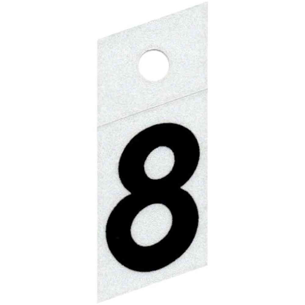 Main 1 - Slanted Reflective Number, 1", Character: 8, Black - San Antonio Retail