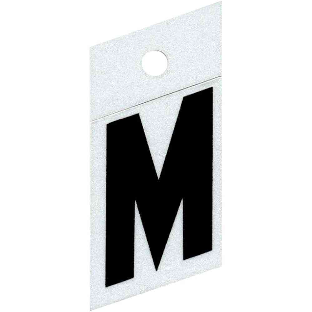 Main 1 - Slanted Reflective Letter, 1-1/2", Character: M, Black - San Antonio Retail