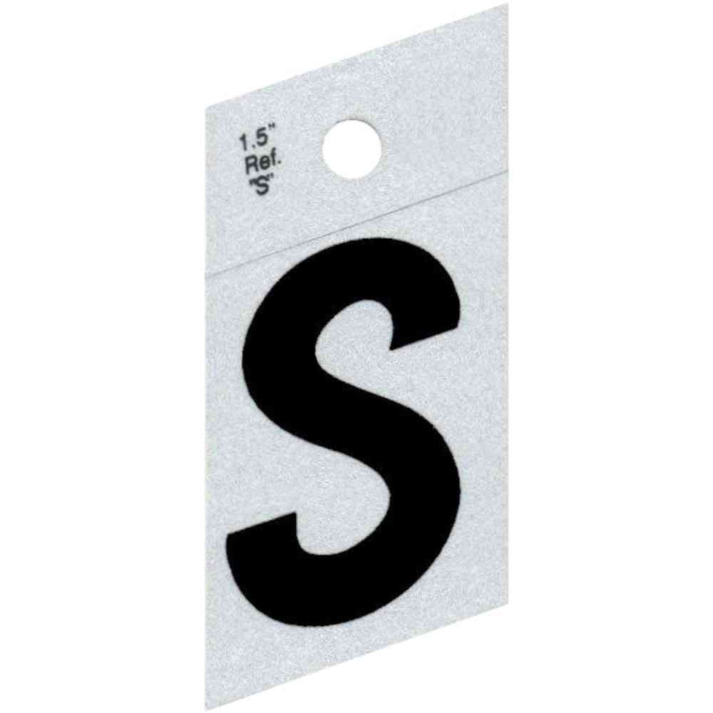 Main 1 - Slanted Reflective Letter, 1-1/2", Character: S, Black - San Antonio Retail
