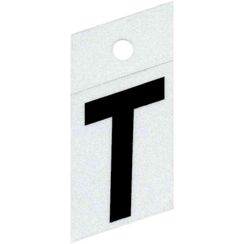 Main 1 - Slanted Reflective Letter, 1-1/2", Character: T, Black - San Antonio Retail