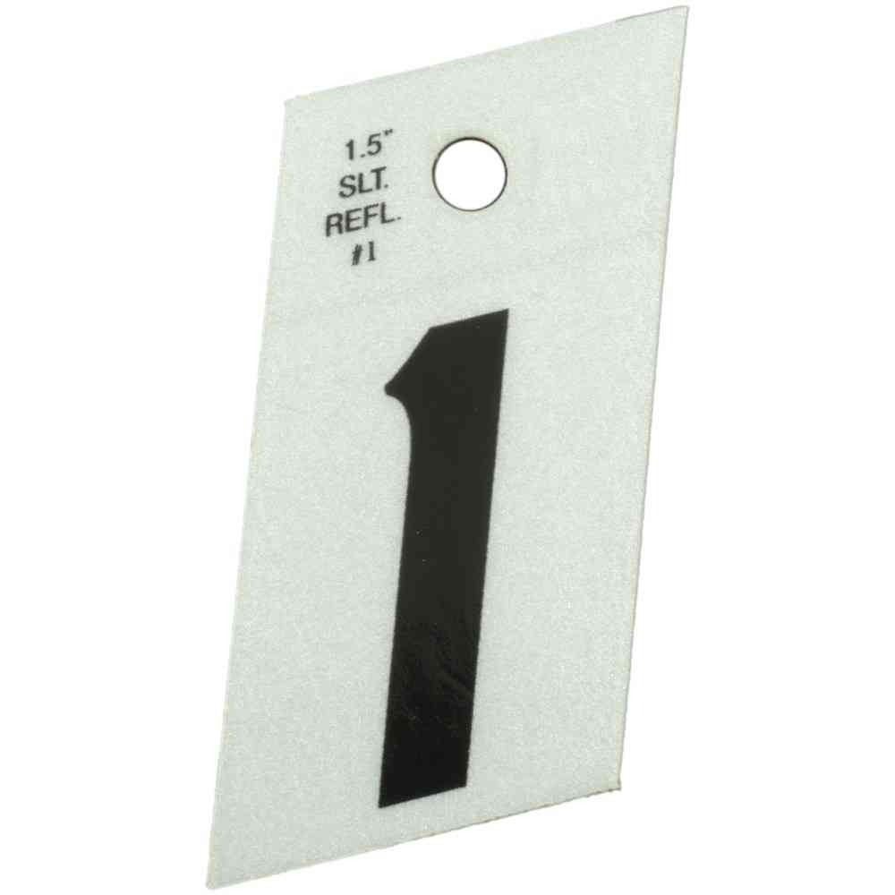 Main 1 - Slanted Reflective Number, 1-1/2", Character: 1, Black - San Antonio Retail