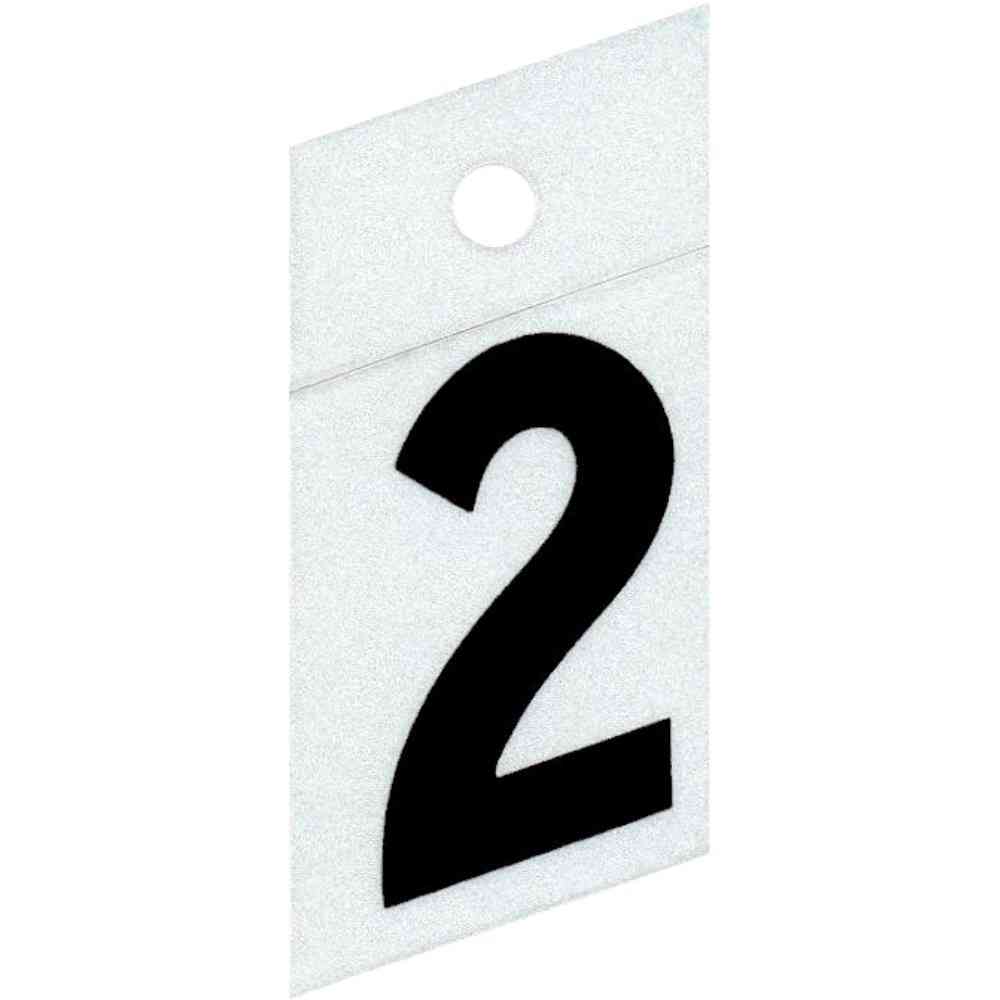 Main 1 - Slanted Reflective Number, 1-1/2", Character: 2, Black - San Antonio Retail