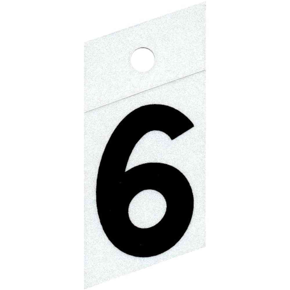 Main 1 - Slanted Reflective Number, 1-1/2", Character: 6, Black - San Antonio Retail