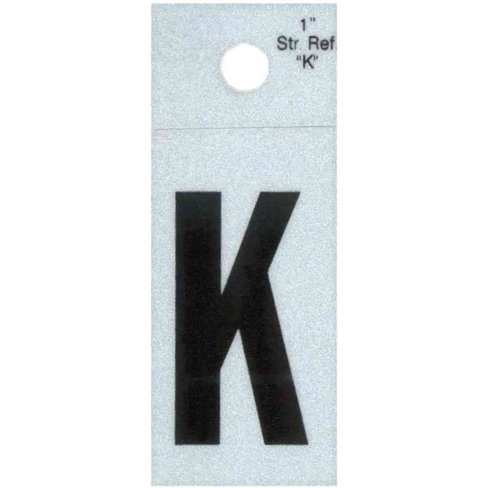 Main 1 - Straight Reflective Letter, 1", Character: K, Black - San Antonio Retail