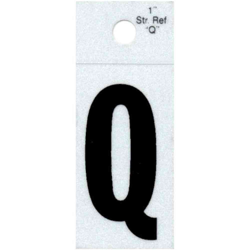 Main 1 - Straight Reflective Letter, 1", Character: Q, Black - San Antonio Retail
