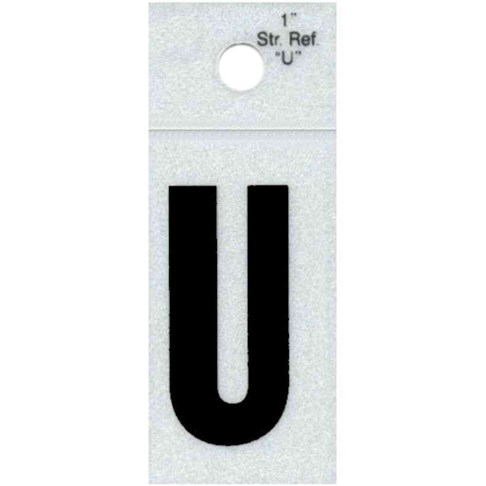 Main 1 - Straight Reflective Letter, 1", Character: U, Black - San Antonio Retail