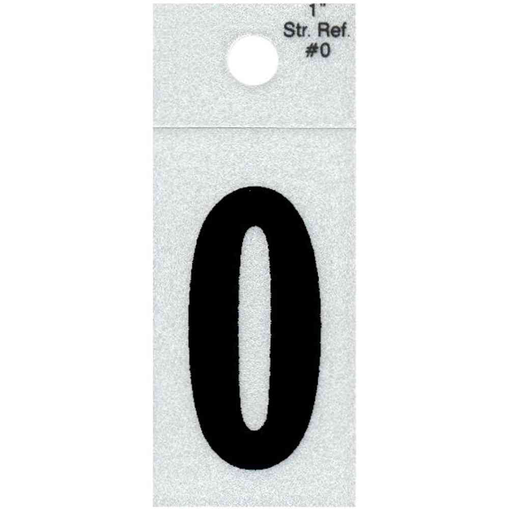 Main 1 - Straight Reflective Number, 1", Character: 0, Black - San Antonio Retail