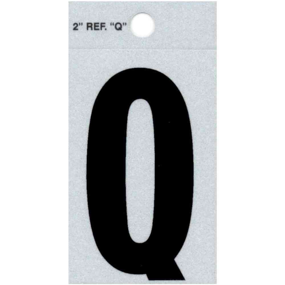 Main 1 - Straight Reflective Letter, 2", Character: Q, Black - San Antonio Retail