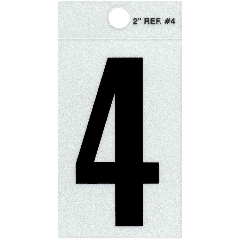 Main 1 - Straight Reflective Number, 2", Character: 4, Black - San Antonio Retail