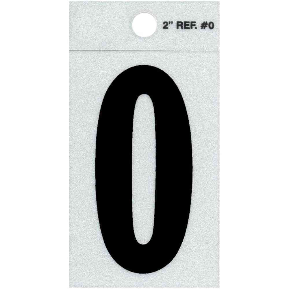 Main 1 - Straight Reflective Number, 2", Character: 0, Black - San Antonio Retail