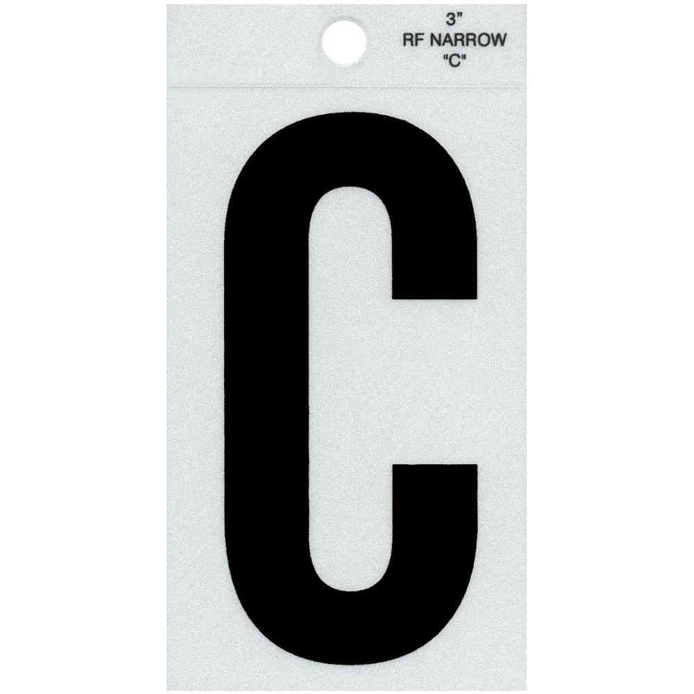 Main 1 - Straight Narrow Reflective Letter, 3", Character: C, Black - San Antonio Retail