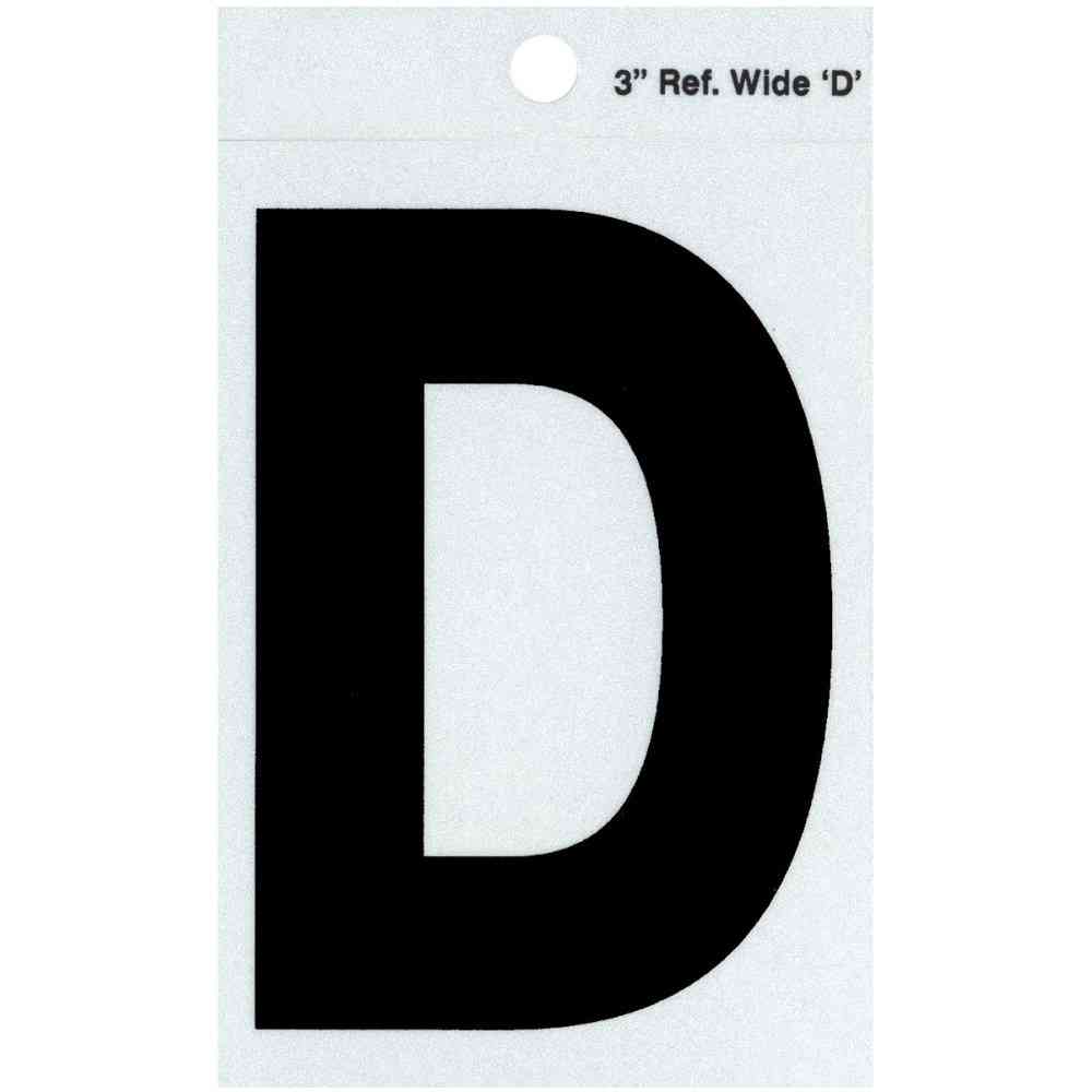 Main 1 - Straight Wide Reflective Letter, 3", Character: D, Black - San Antonio Retail