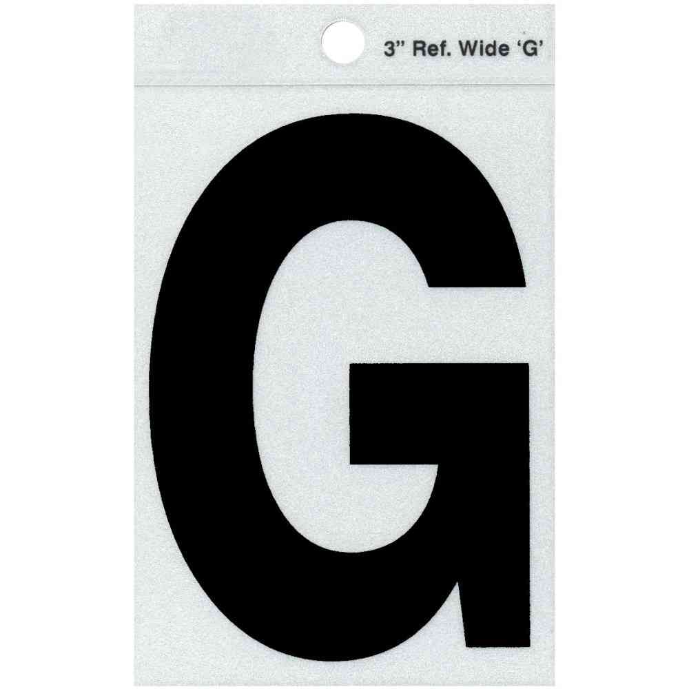 Main 1 - Straight Wide Reflective Letter, 3", Character: G, Black - San Antonio Retail