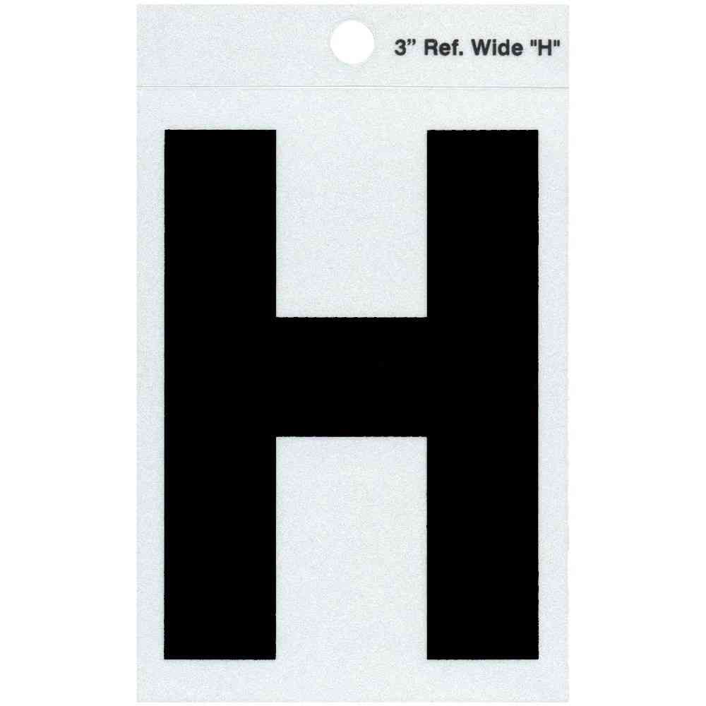 Main 1 - Straight Wide Reflective Letter, 3", Character: H, Black - San Antonio Retail