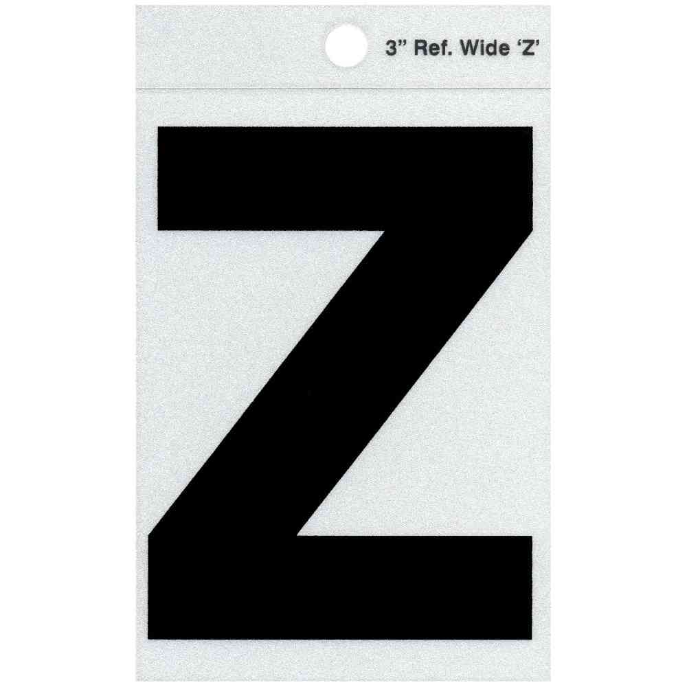 Main 1 - Straight Wide Reflective Letter, 3", Character: Z, Black - San Antonio Retail