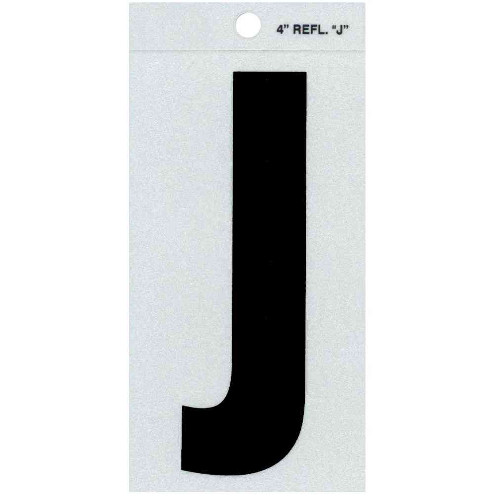 Main 1 - Straight Reflective Letter, 4", Character: J, Black - San Antonio Retail
