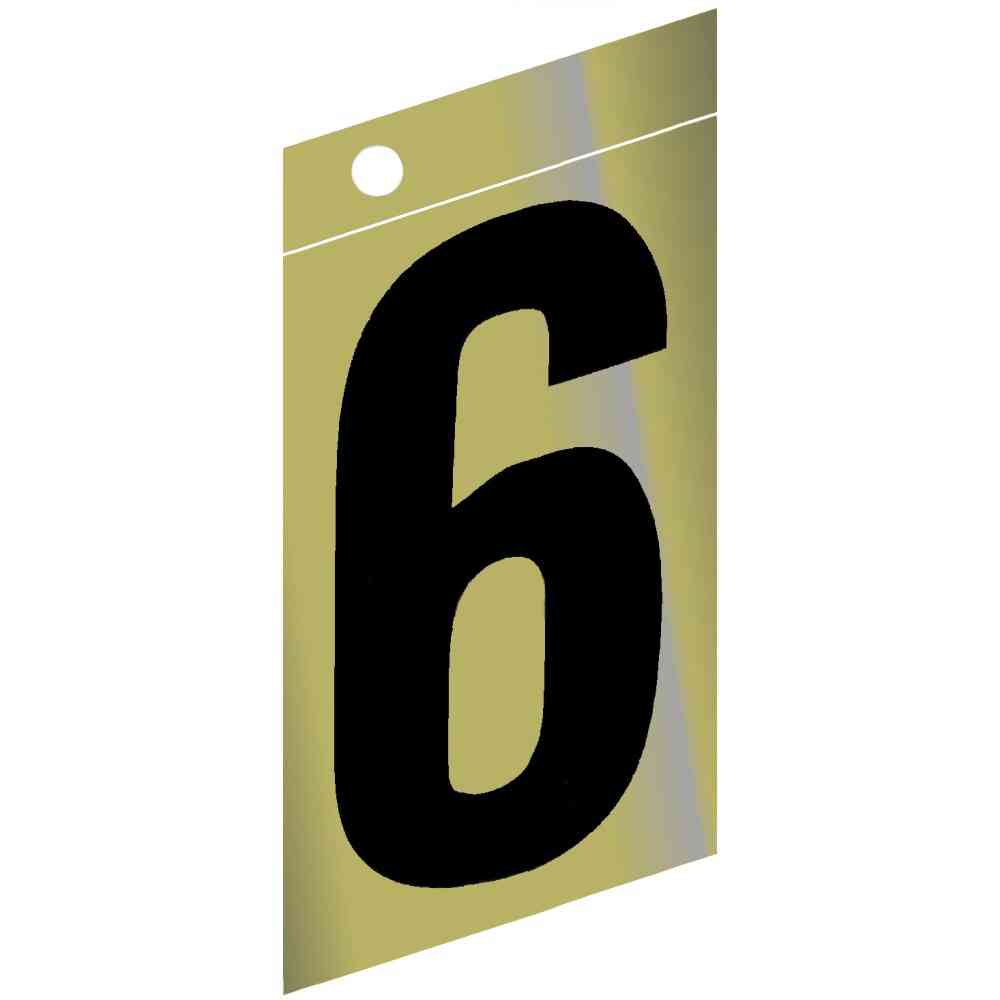 Main 1 - Slanted Mylar Number, 3", Character: 6, Gold - San Antonio Retail