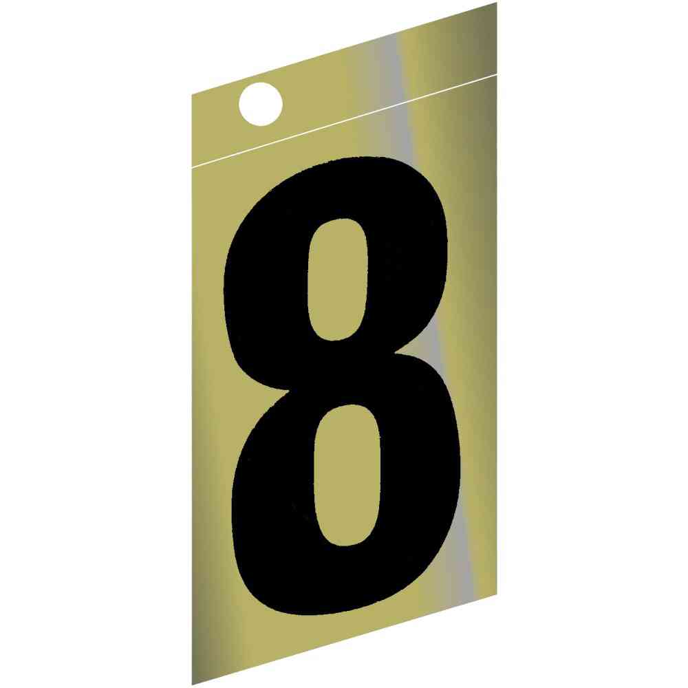 Main 1 - Slanted Mylar Number, 3", Character: 8, Gold - San Antonio Retail