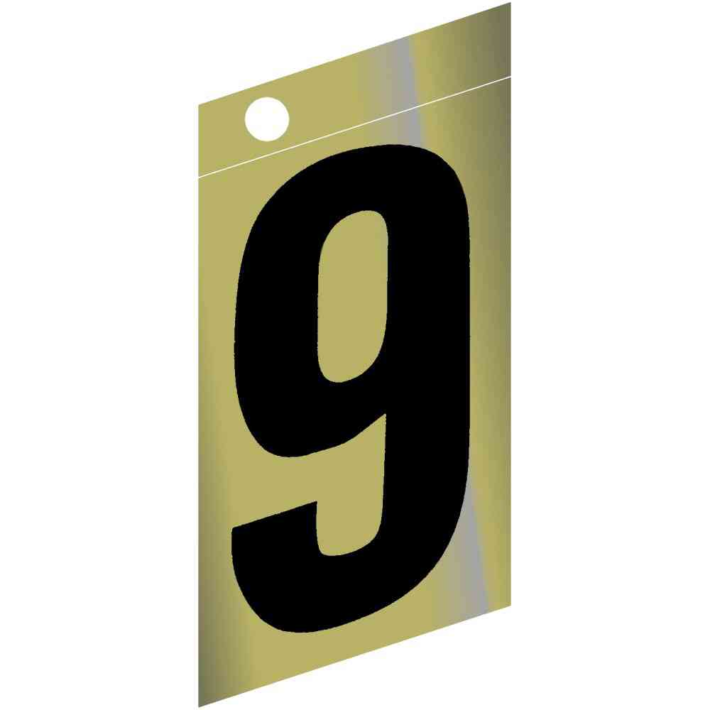 Main 1 - Slanted Mylar Number, 3", Character: 9, Gold - San Antonio Retail