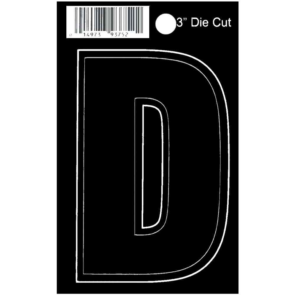 Main 1 - Straight Die Cut Letter, 3", Character: D, Black - San Antonio Retail