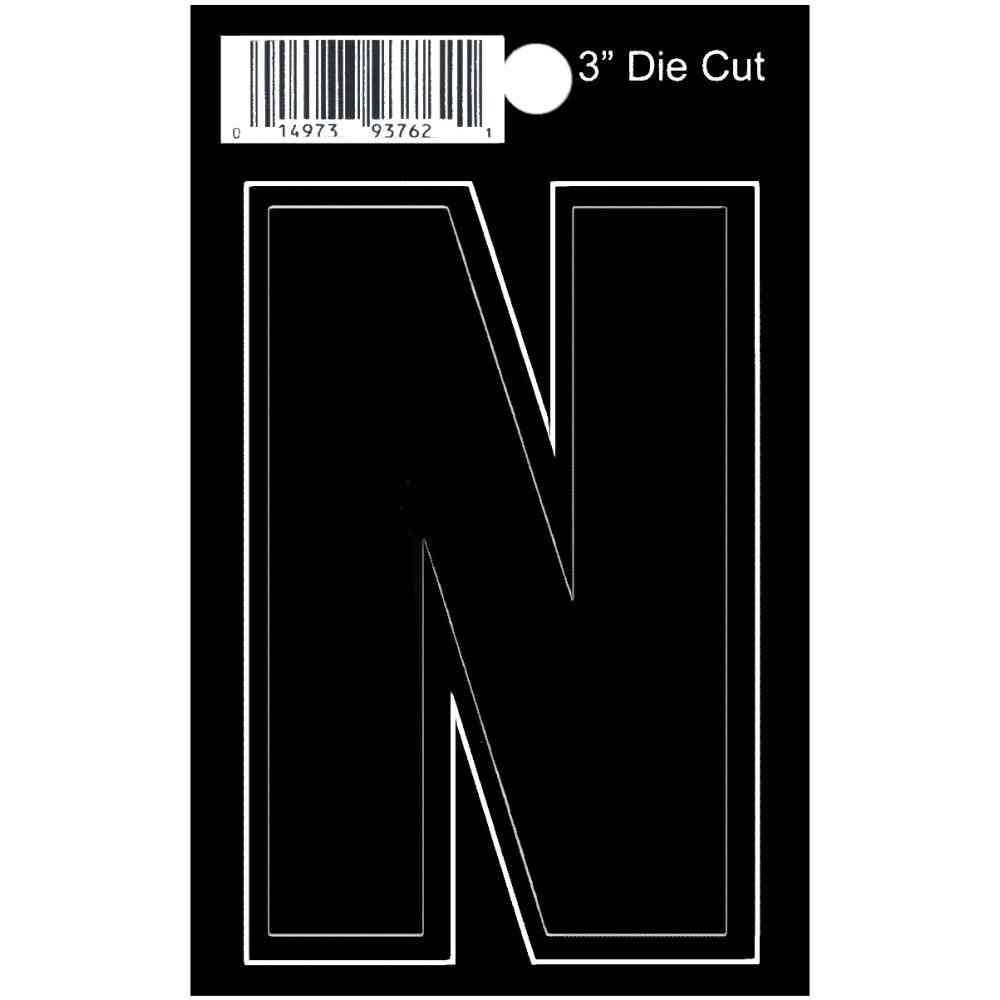 Main 1 - Straight Die Cut Letter, 3", Character: N, Black - San Antonio Retail