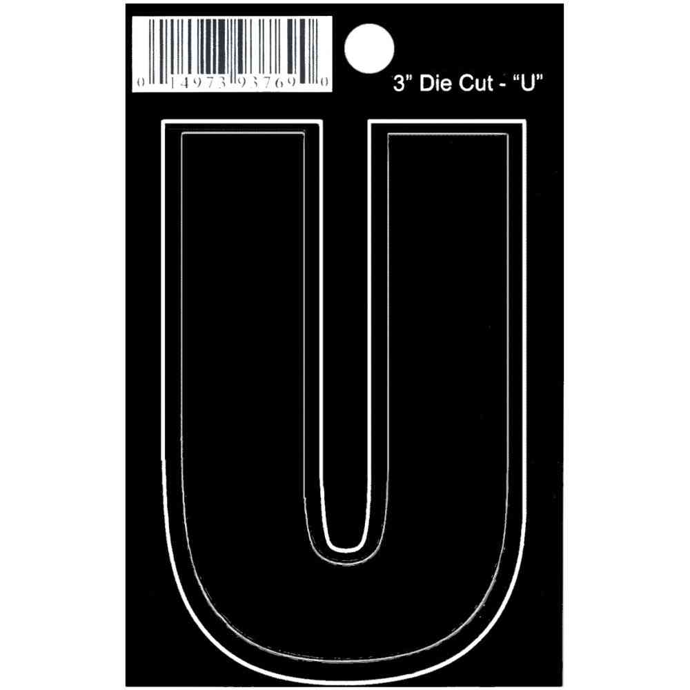 Main 1 - Straight Die Cut Letter, 3", Character: U, Black - San Antonio Retail