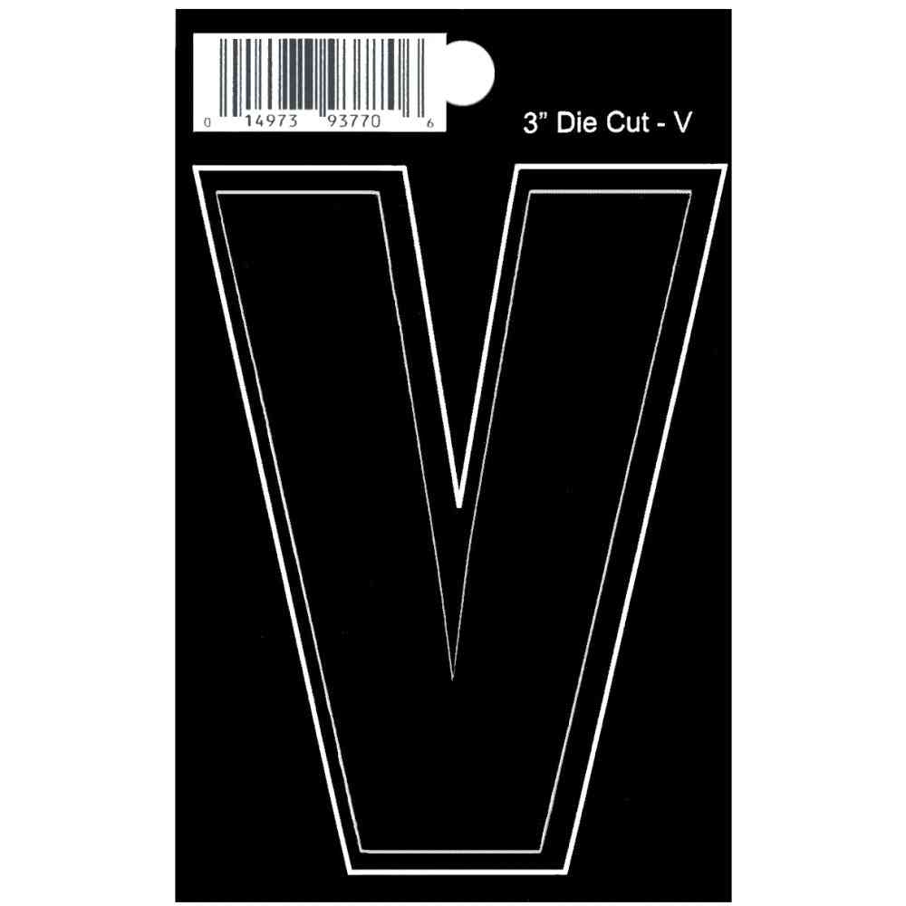 Main 1 - Straight Die Cut Letter, 3", Character: V, Black - San Antonio Retail