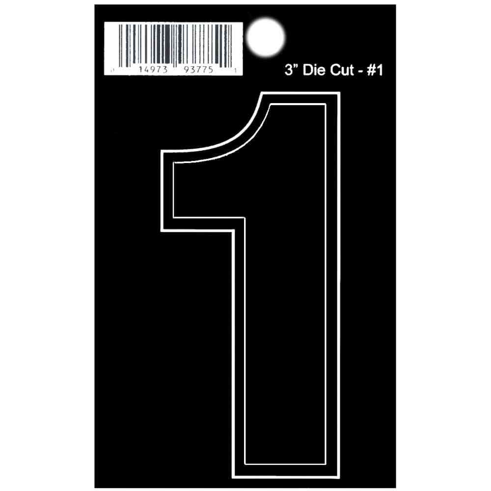 Main 1 - Straight Die Cut Number, 3", Character: 1, Black - San Antonio Retail