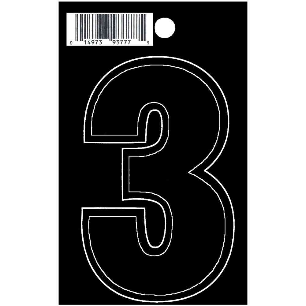 Main 1 - Straight Die Cut Number, 3", Character: 3, Black - San Antonio Retail