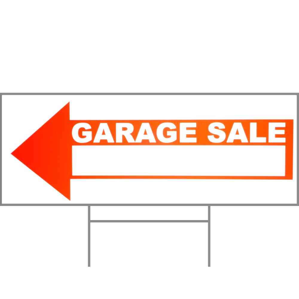 Main 1 - Sign, Garage Sale Arrow, 9x24, Red & White, Plastic - San Antonio Retail