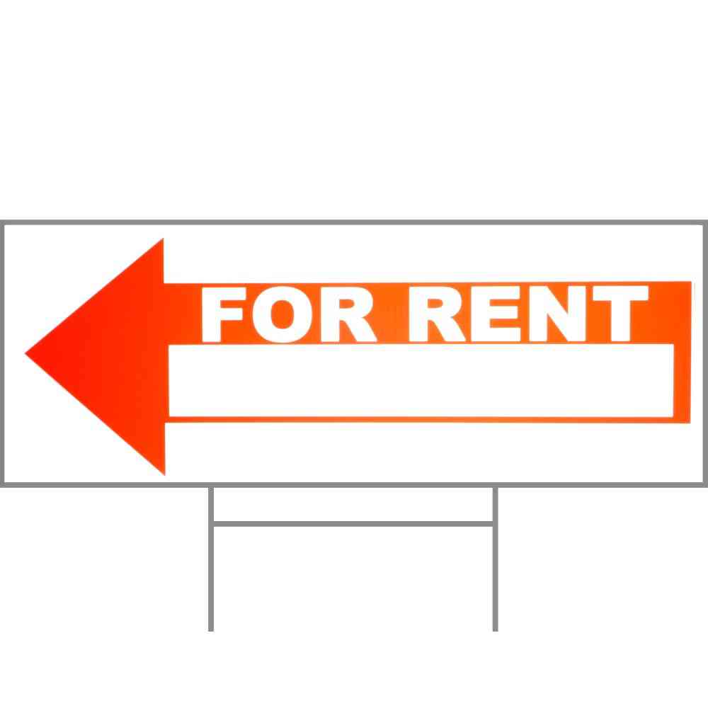 Main 1 - Sign, For Rent Arrow, 9x24, Red & White, Plastic - San Antonio Retail