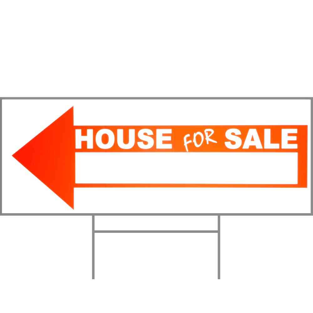 Main 1 - Sign, House For Sale Arrow, 9x24, Red & White, Plastic - San Antonio Retail