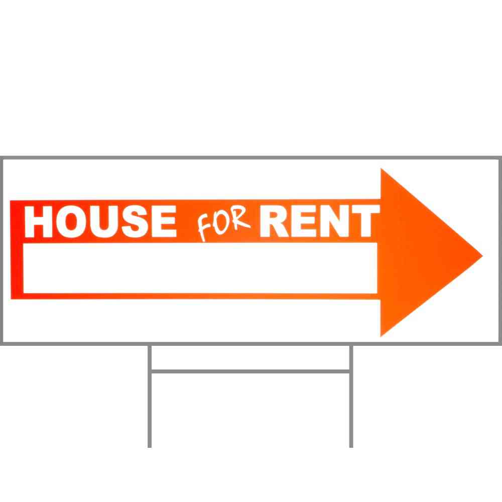Main 1 - Sign, House For Rent Arrow, 9x24, Red & White, Plastic - San Antonio Retail