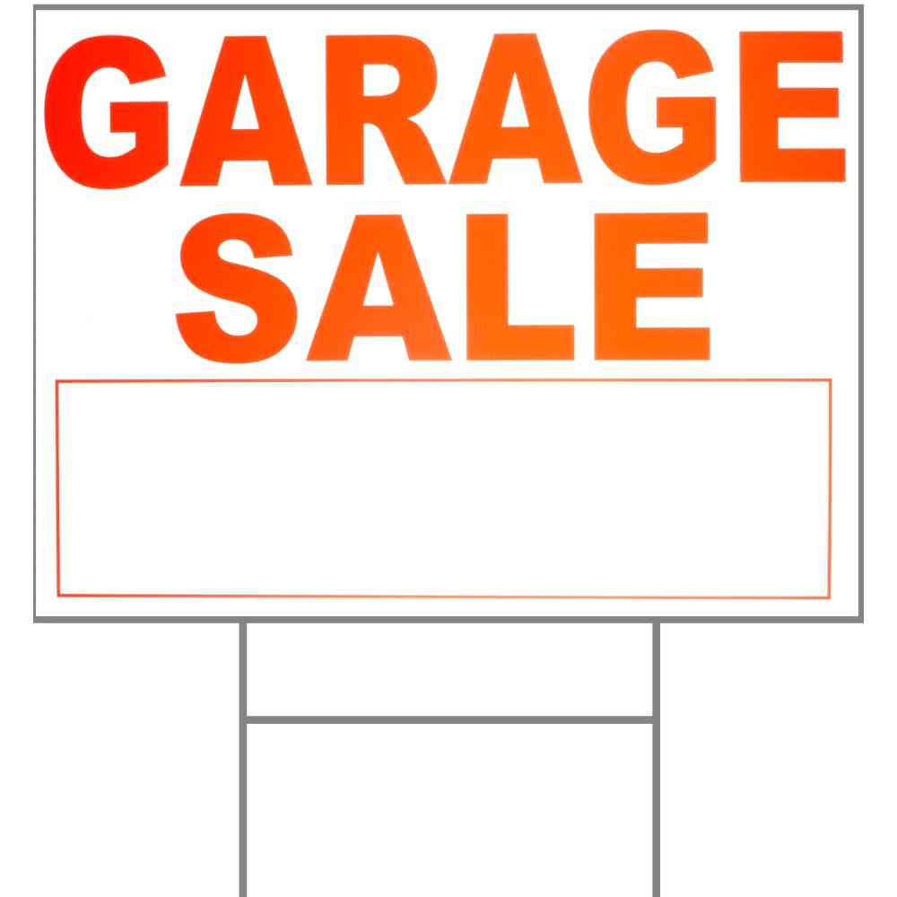 Main 1 - Sign, Garage Sale, 18x24, Red & White, Plastic - San Antonio Retail